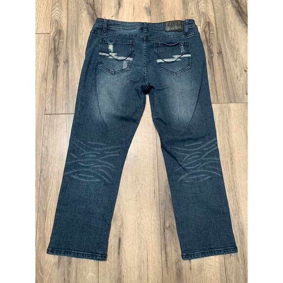 SoundGirl Junior 11 Midrise Cropped Capri Distressed Blue Jeans Five Pocket - Picture 4 of 6